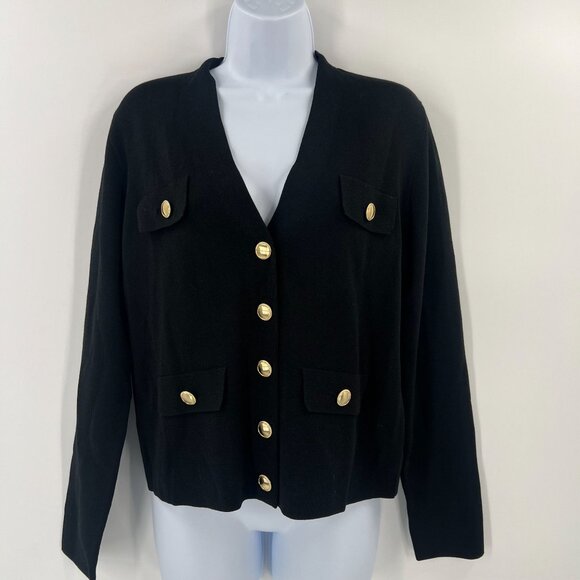Ann Taylor Women's Small Black Cardigan Sweater NWT Gold Buttons - Picture 10 of 10